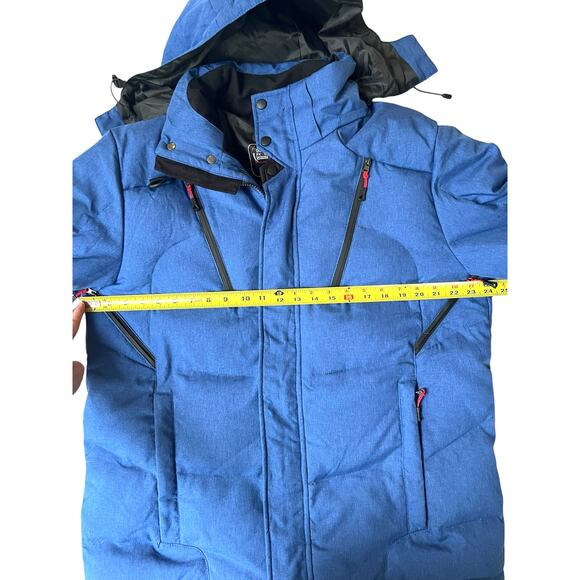 Down Fkow Blue Hooded Winter Ski Jacket 3XL (Fits Smaller) - Picture 3 of 13